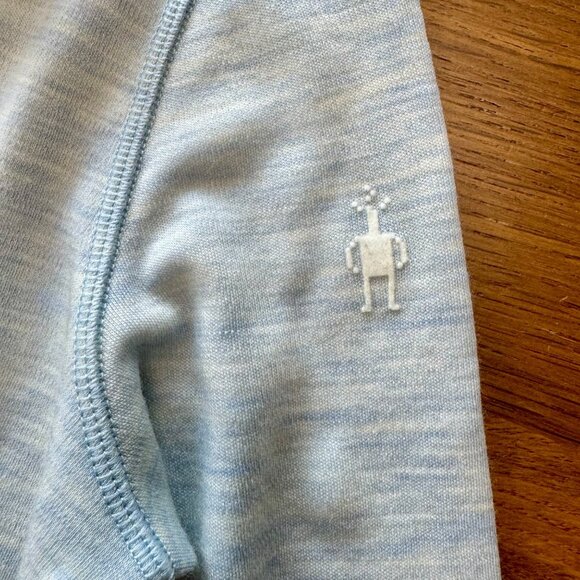 SMARTWOOL Classic Thermal Merino Base Layer Kids XL Blue 1/4 Zip Shirt Top Girls - Picture 6 of 11